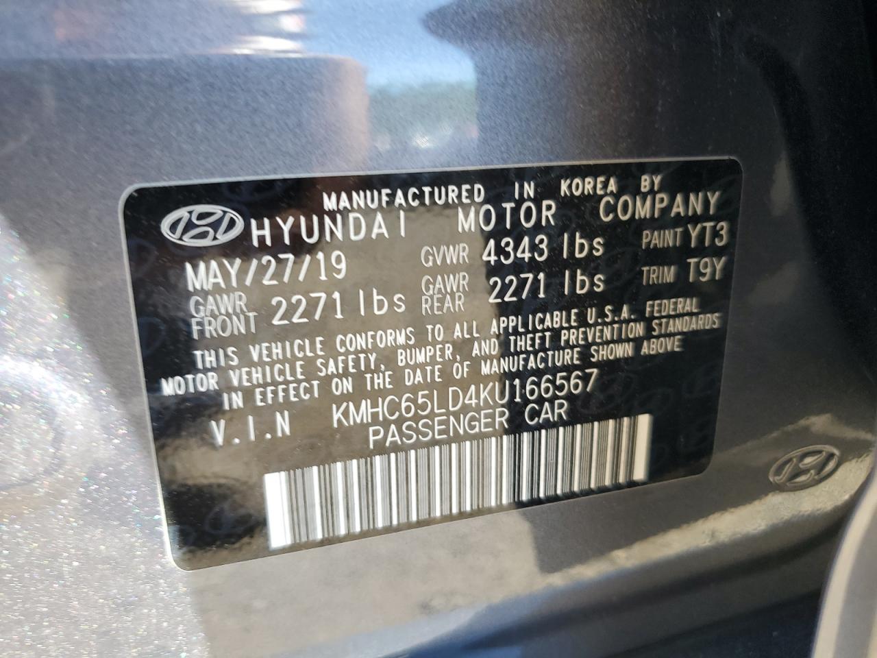 KMHC65LD4KU166567 2019 Hyundai Ioniq