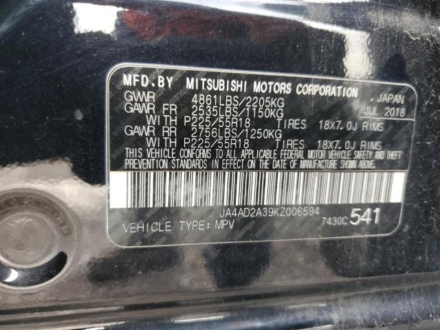 2019 Mitsubishi Outlander Es VIN: JA4AD2A39KZ006594 Lot: 57232604