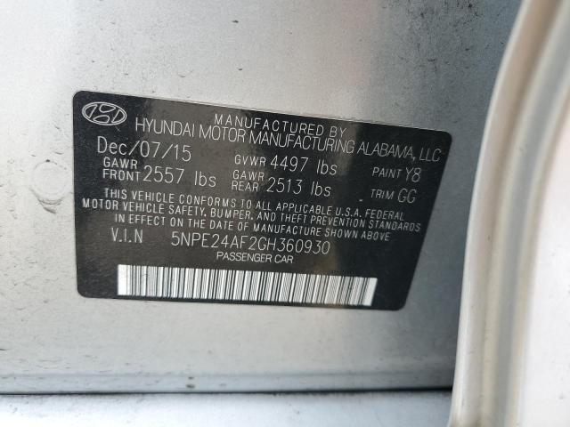 2016 Hyundai Sonata Se VIN: 5NPE24AF2GH360930 Lot: 57455034