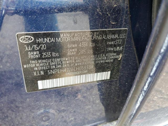 2020 Hyundai Sonata Limited VIN: 5NPEH4J26LH059339 Lot: 58014384