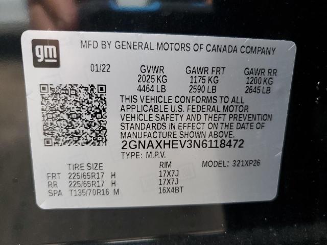 2GNAXHEV3N6118472 2022 CHEVROLET EQUINOX - Image 13