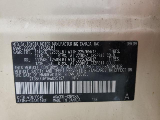 2010 Toyota Rav4 VIN: 2T3BF4DV1AW025197 Lot: 58476164