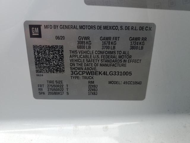 2020 CHEVROLET SILVERADO - 3GCPWBEK4LG331005