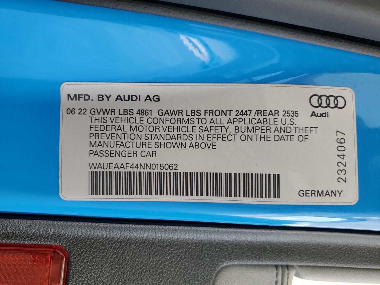 WAUEAAF44NN015062 2022 Audi A4 Premium Plus 45