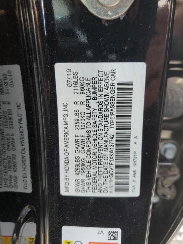 VIN 1HGCV1F1XKA137742 2019 Honda Accord, LX no.12