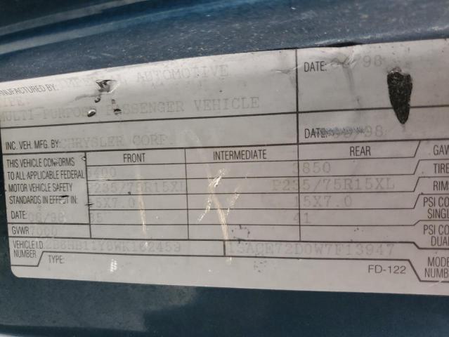 1998 Dodge Ram Van B1500 VIN: 2B6HB11Y8WK162459 Lot: 57792194