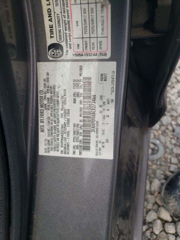 3FAHP0HA8CR273466 2012 Ford Fusion Se