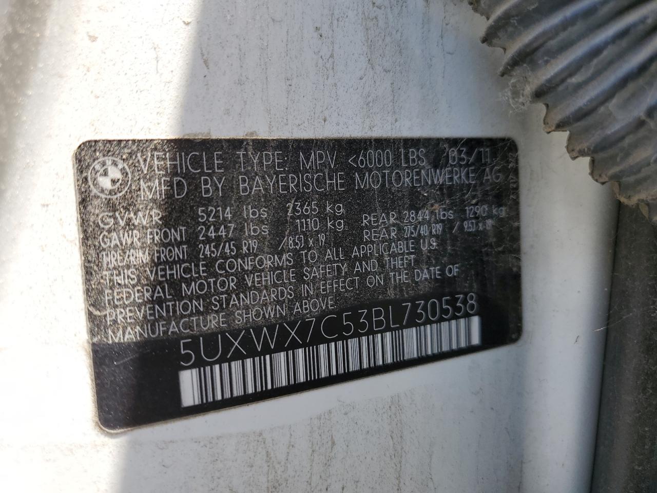 5UXWX7C53BL730538 2011 BMW X3 xDrive35I