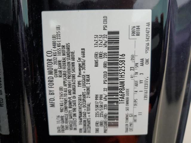 2017 Ford Mustang VIN: 1FA6P8AM1H5255816 Lot: 57267284