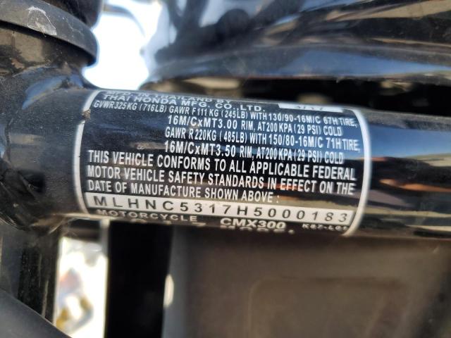2017 HONDA CMX300 - MLHNC5317H5000183