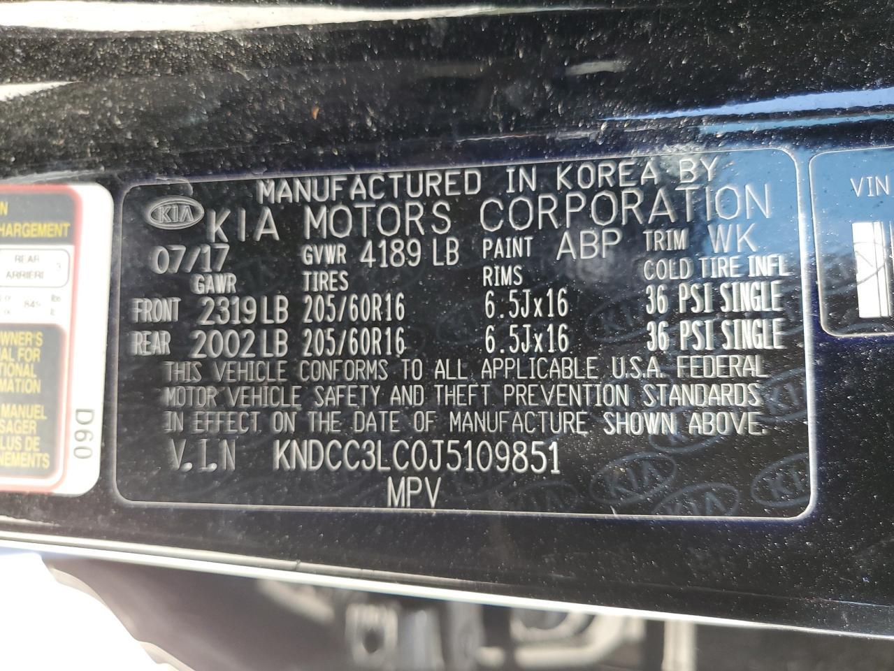 KNDCC3LC0J5109851 2018 Kia Niro Ex