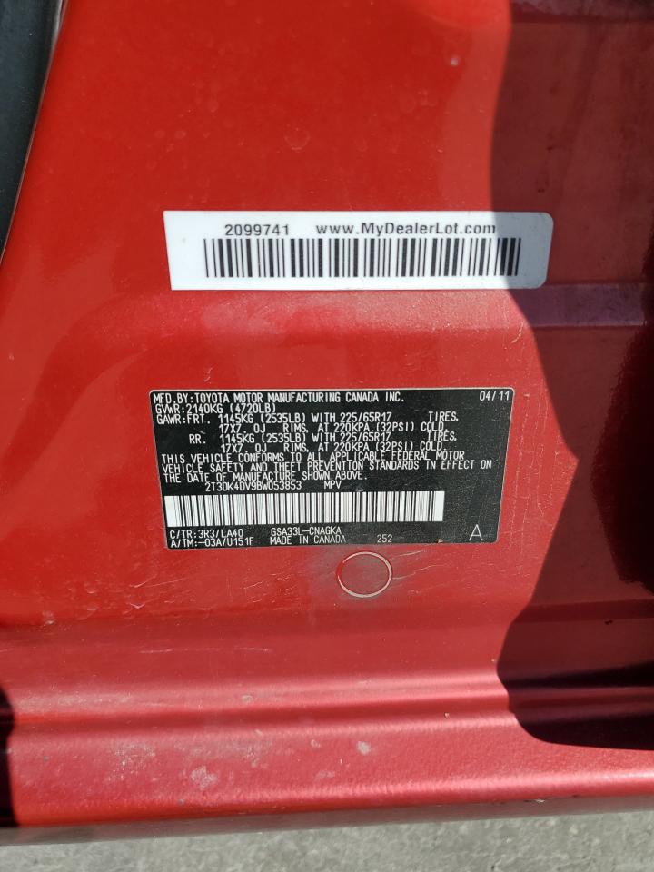 2T3DK4DV9BW053853 2011 Toyota Rav4 Limited