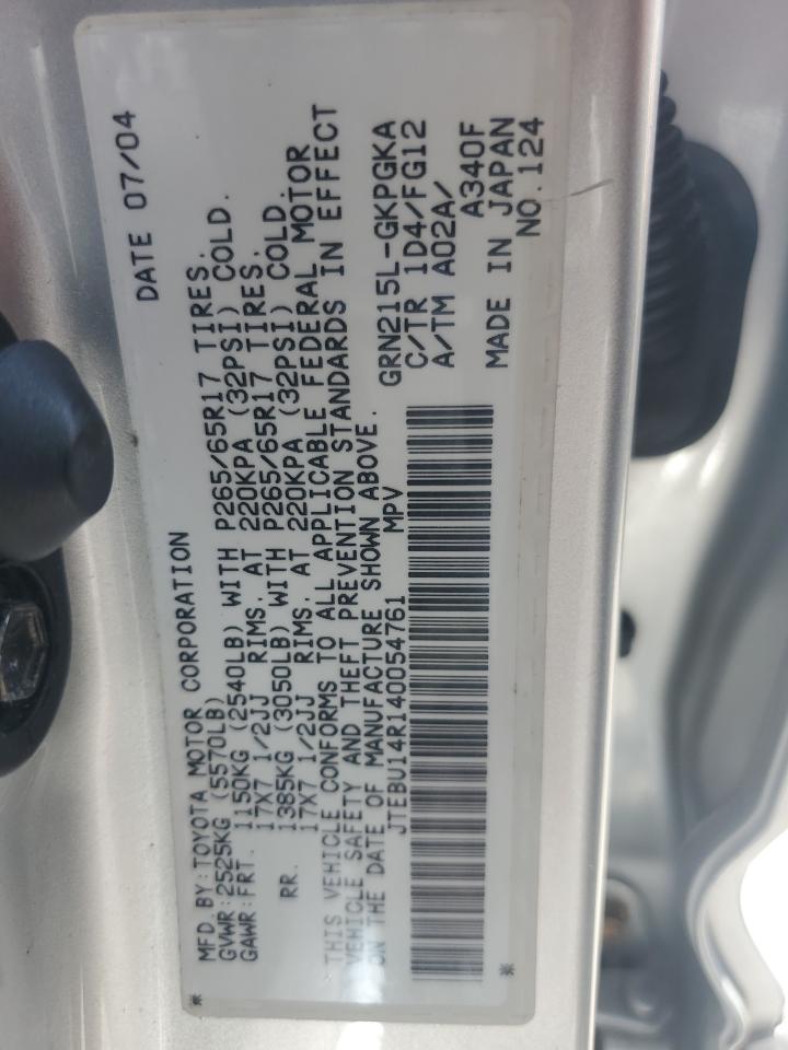 JTEBU14R140054761 2004 Toyota 4Runner Sr5