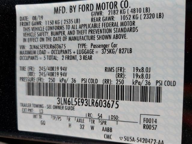 2020 Lincoln Mkz Reserve VIN: 3LN6L5E93LR603675 Lot: 60902684