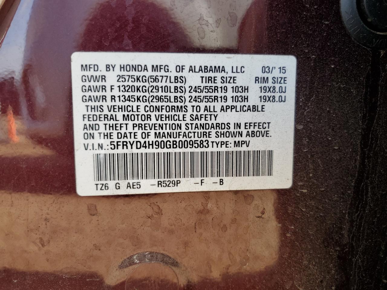 5FRYD4H90GB009583 2016 Acura Mdx Advance