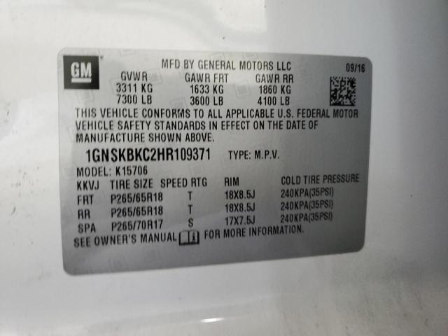 2017 Chevrolet Tahoe K1500 Lt VIN: 1GNSKBKC2HR109371 Lot: 58419534