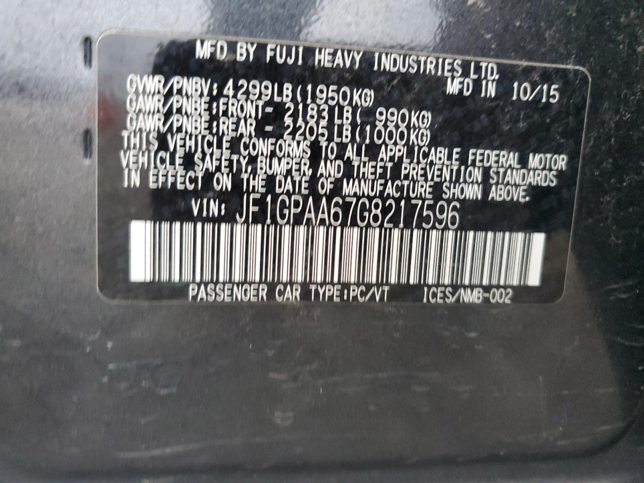 JF1GPAA67G8217596 2016 Subaru Impreza