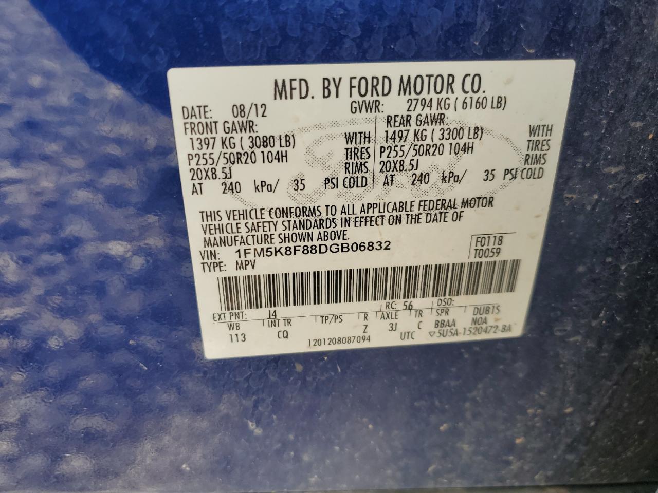 1FM5K8F88DGB06832 2013 Ford Explorer Limited