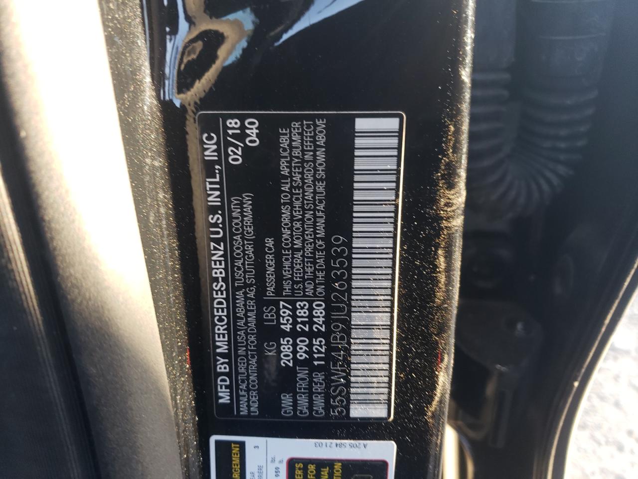 55SWF4JB9JU263539 2018 Mercedes-Benz C 300