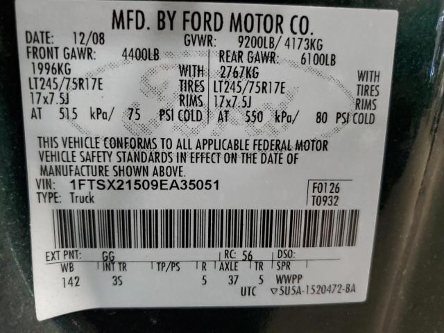 2009 Ford F250 Super Duty VIN: 1FTSX21509EA35051 Lot: 59789434