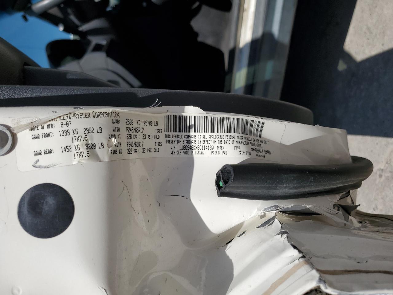 1J8GS48KX8C114130 2008 Jeep Grand Cherokee Laredo