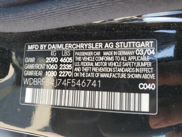 2004 Mercedes-Benz C 320 4Matic VIN: WDBRF84J74F546741 Lot: 58205424