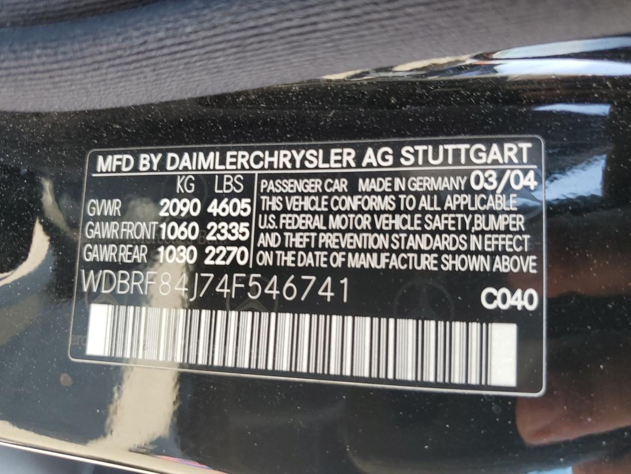 WDBRF84J74F546741 2004 Mercedes-Benz C 320 4Matic