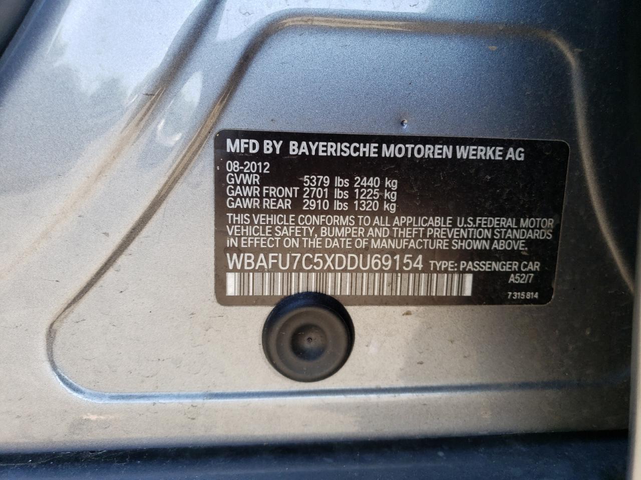 WBAFU7C5XDDU69154 2013 BMW 535 Xi