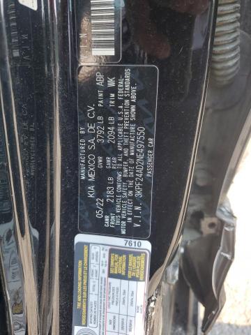 2022 Kia Forte Fe VIN: 3KPF24AD2NE497550 Lot: 59702524