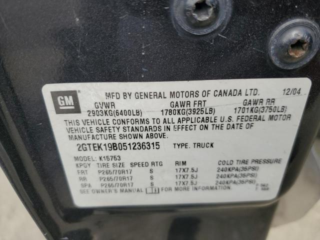 2005 GMC New Sierra K1500 VIN: 2GTEK19B051236315 Lot: 56490774
