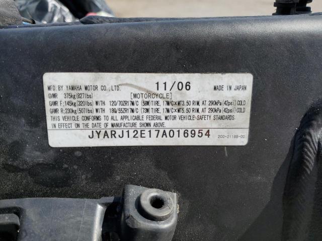 2007 YAMAHA YZFR6 L JYARJ12E17A016954