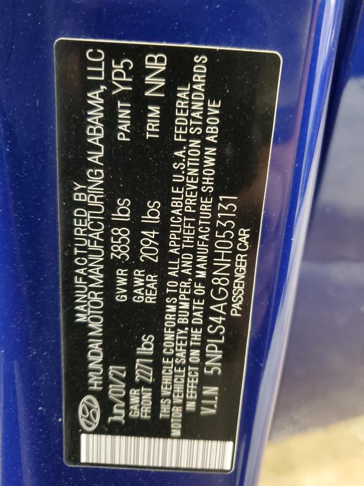 5NPLS4AG8NH053131 2022 Hyundai Elantra Sel