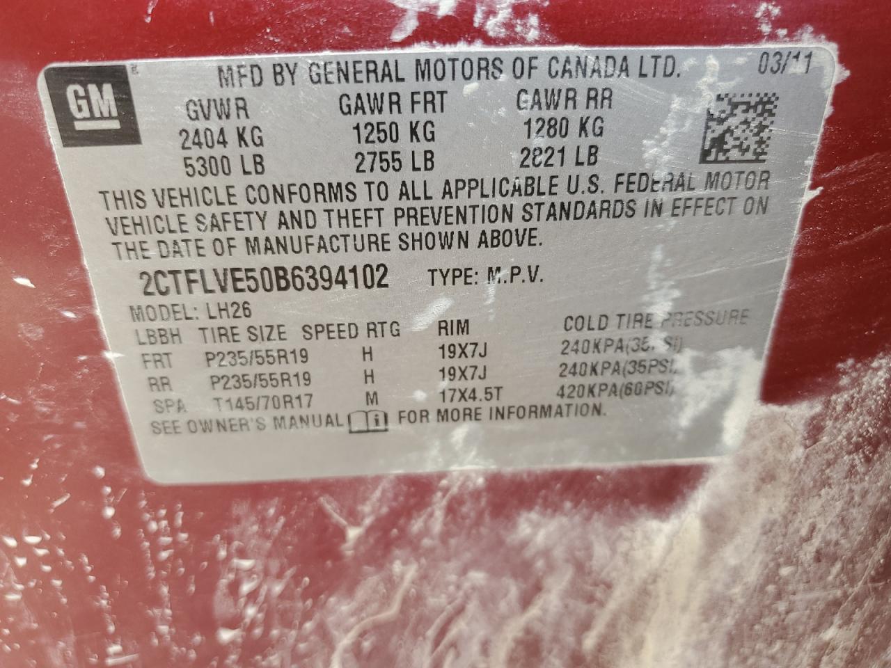 2CTFLVE50B6394102 2011 GMC Terrain Slt