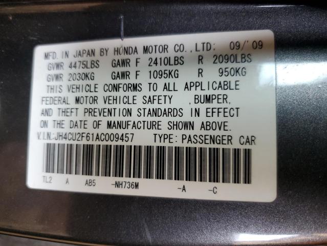 2010 Acura Tsx VIN: JH4CU2F61AC009457 Lot: 57939894