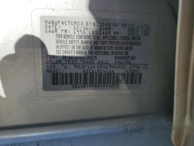 2017 Nissan Sentra S VIN: 3N1AB7AP8HY244275 Lot: 59142844