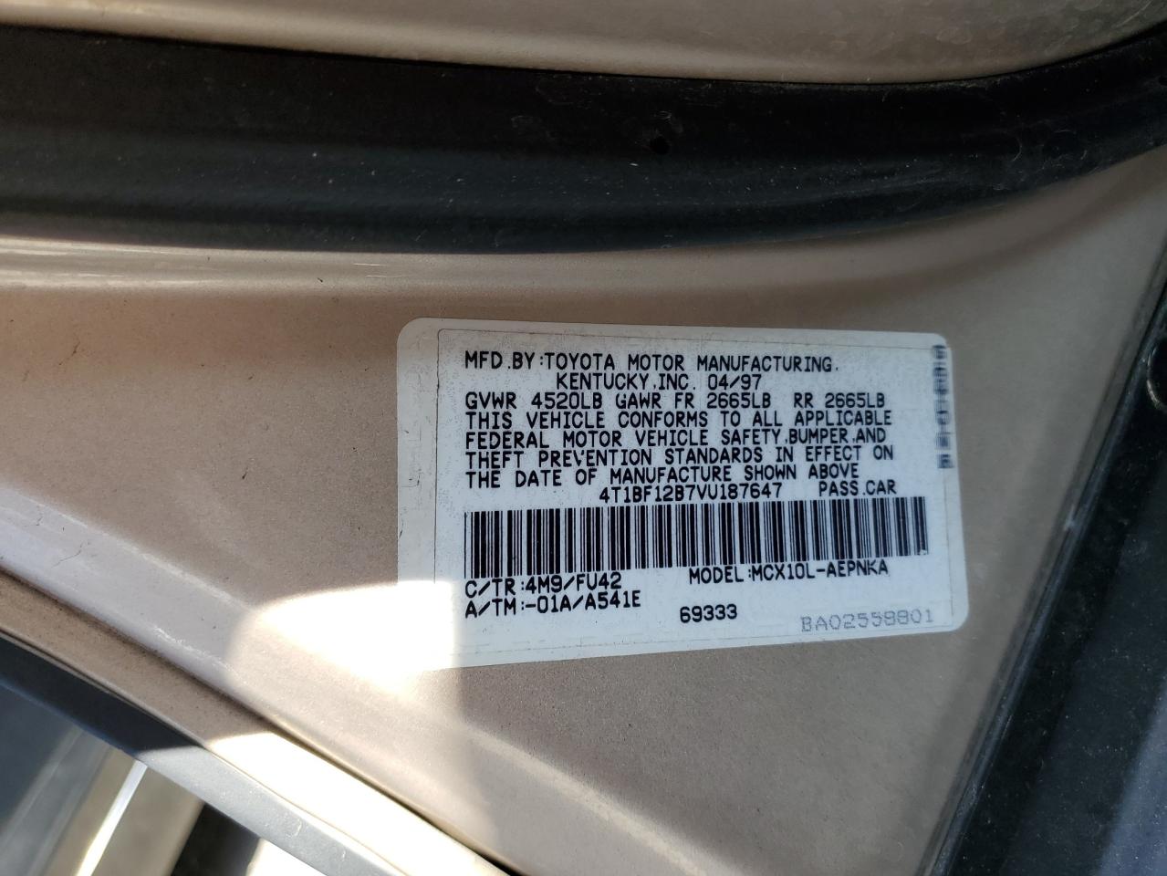 4T1BF12B7VU187647 1997 Toyota Avalon Xl