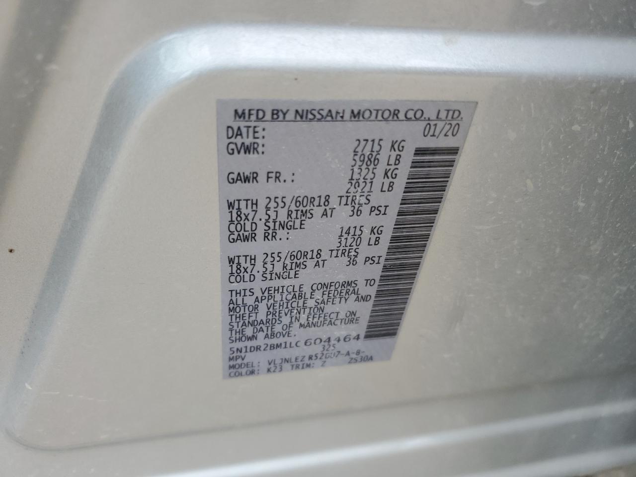 5N1DR2BM1LC604464 2020 Nissan Pathfinder Sv