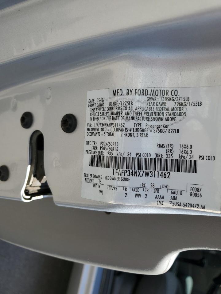 1FAFP34NX7W311462 2007 Ford Focus Zx4
