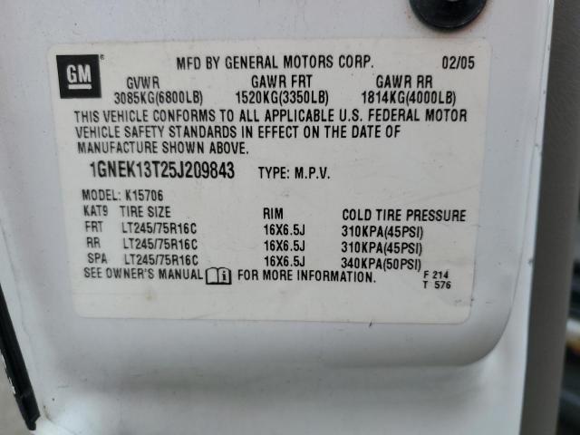 2005 Chevrolet Tahoe K1500 VIN: 1GNEK13T25J209843 Lot: 57747294