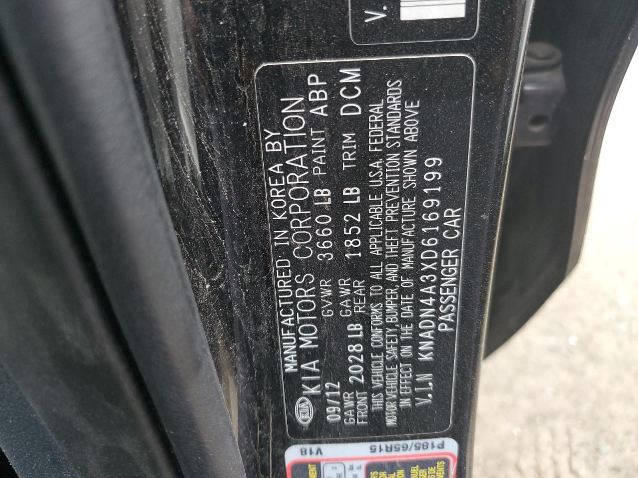 2013 Kia Rio Ex vin: KNADN4A3XD6169199