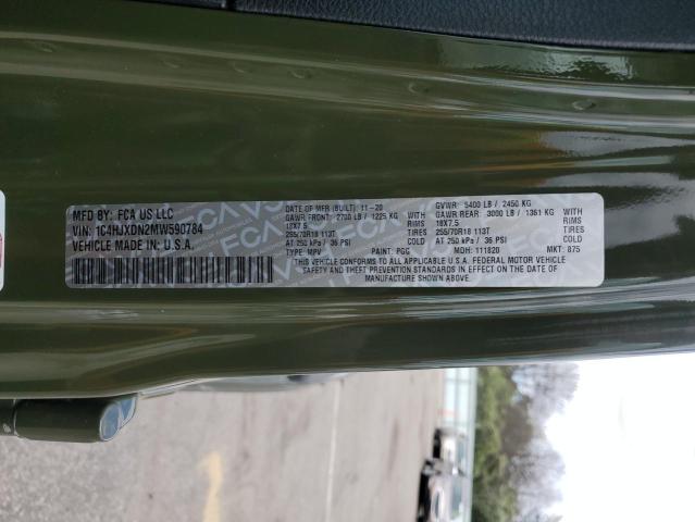 2021 Jeep Wrangler Unlimited Sport VIN: 1C4HJXDN2MW590784 Lot: 60456774