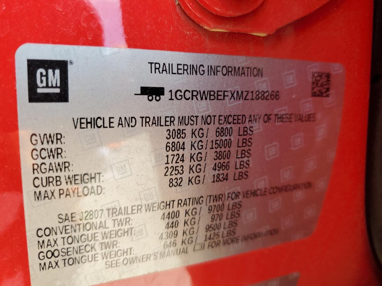 1GCRWBEFXMZ188266 2021 Chevrolet Silverado C1500 Custom