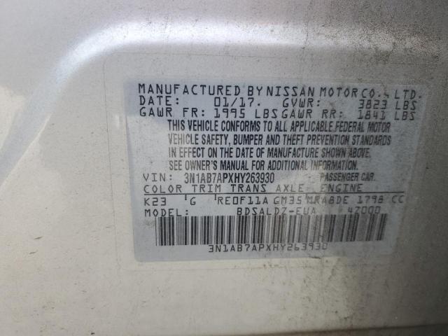 2017 Nissan Sentra S VIN: 3N1AB7APXHY263930 Lot: 58068334