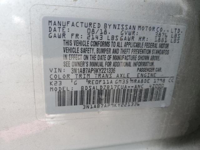 2019 Nissan Sentra S VIN: 3N1AB7AP9KY221336 Lot: 60603144