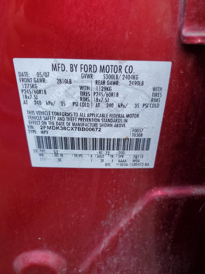 2FMDK38CX7BB00672 2007 Ford Edge Sel