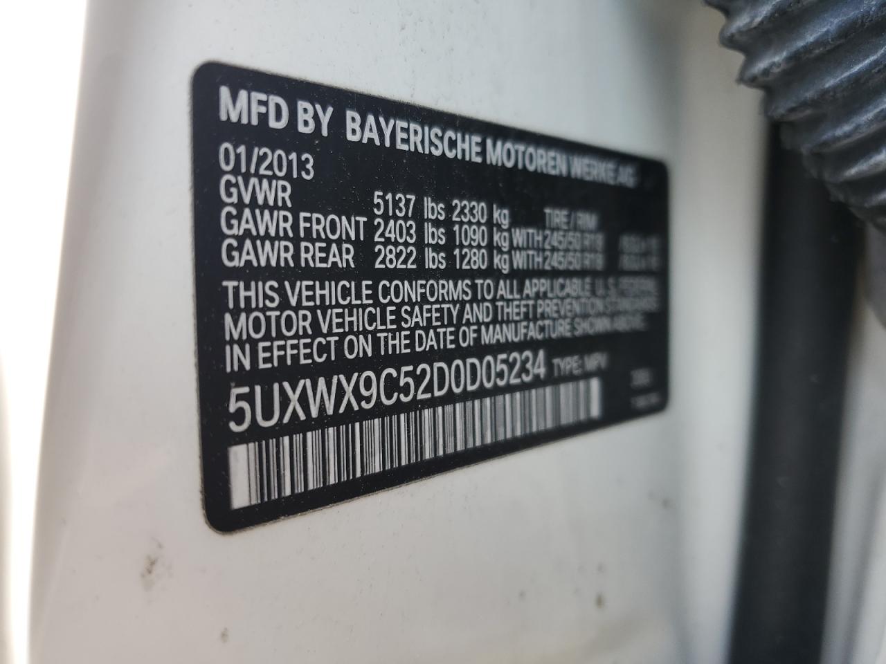 5UXWX9C52D0D05234 2013 BMW X3 xDrive28I