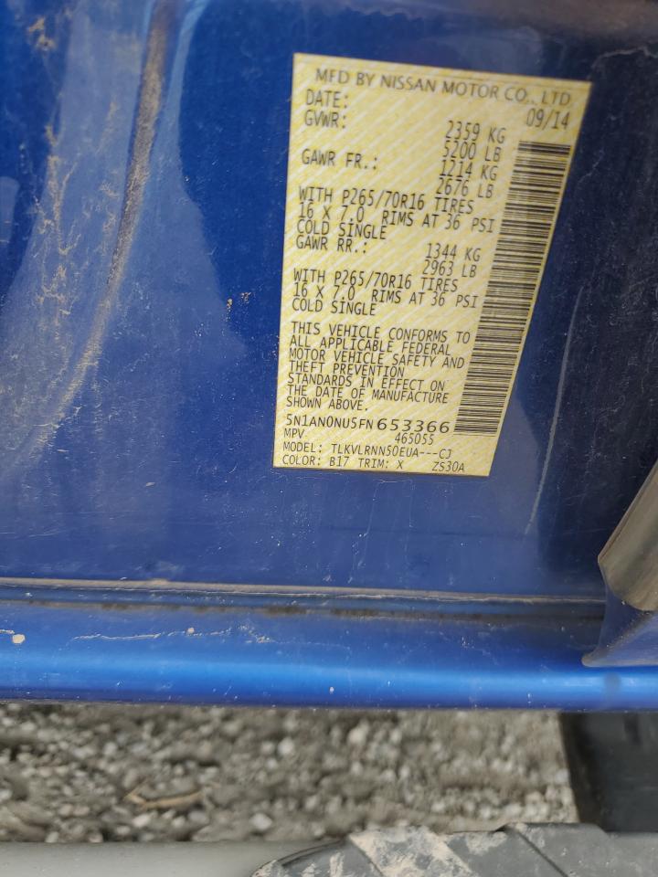 5N1AN0NU5FN653366 2015 Nissan Xterra X