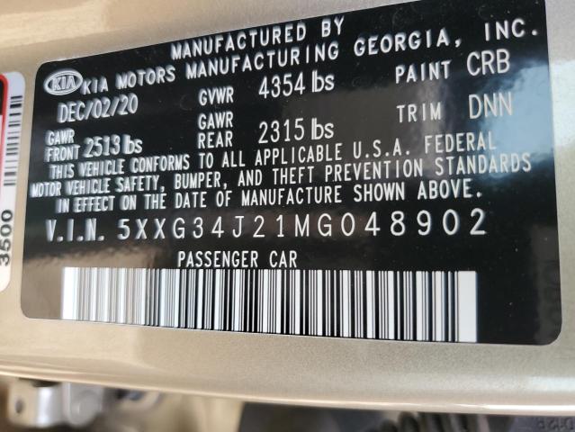 2021 Kia K5 Ex VIN: 5XXG34J21MG048902 Lot: 58081114