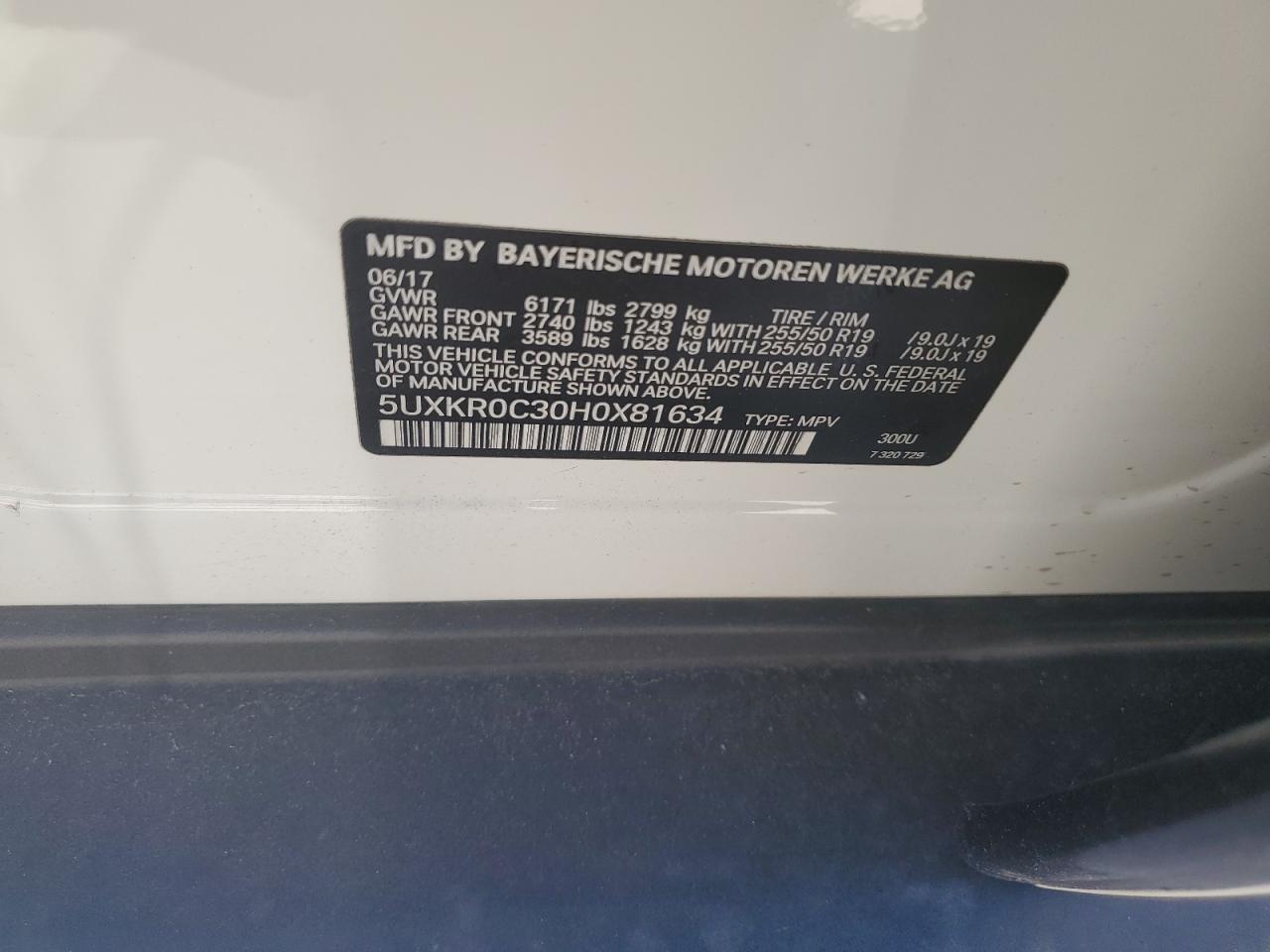 5UXKR0C30H0X81634 2017 BMW X5 xDrive35I