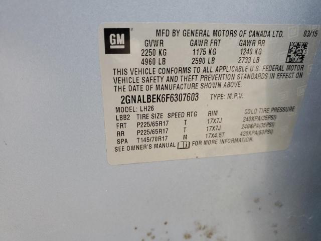 2015 Chevrolet Equinox Lt VIN: 2GNALBEK6F6307603 Lot: 59843204